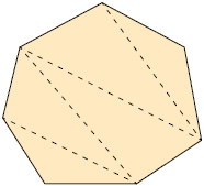 Ilustração de um heptágono irregular dividido em 5 triângulos.