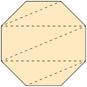 Ilustração de um octógono dividido em 6 triângulos.
