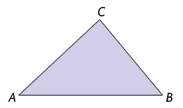 Ilustração de um triângulo A B C com a medida do ângulo B menor que 60 graus. 