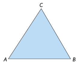 Ilustração de um triângulo A B C com A B medindo 3,5 centímetros, B C medindo 3,3 centímetros e o ângulo b medindo 60 graus.