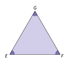 Ilustração de um triângulo de vértices E F G.