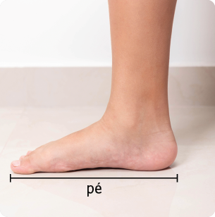 Fotografia de um pé no chão e a indicação 'pé'.