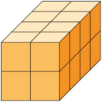 Ilustração de uma pilha irregular, composta por 16 cubos.