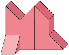 Ilustração de uma pilha irregular, composta por 6 cubos e 5 metades diagonais de cubos.