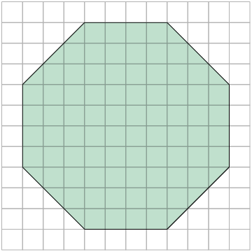 Ilustração. Malha quadriculada com um polígono de 8 lados.