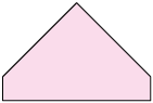 Ilustração. Polígono de 5 lados, semelhante a união de um triângulo e um retângulo com mesma medida da base do triângulo apoiado em sua base. 
