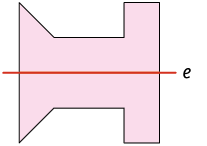 Ilustração. Polígono de 10 lados dividido ao meio, por um eixo indicado pela letra: e, na horizontal, em duas figuras simétricas.
