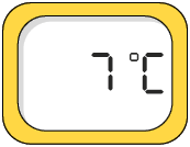 Ilustração de um visor registrando a temperatura de 7 graus Celsius.