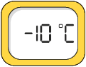 Ilustração de um visor de termômetro com a temperatura menos 10 graus Celsius.