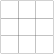 Ilustração de um quadrado dividido em 9 quadradinhos iguais.