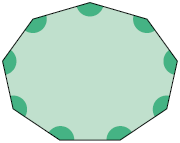 Ilustração de um polígono de 9 lados com seus ângulos internos demarcados.