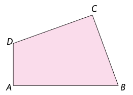 Ilustração de um quadrilátero A B C D.