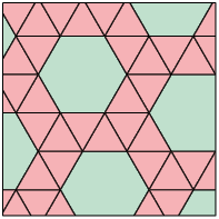 Ilustração de um mosaico formado por hexágonos regulares e triângulos regulares. 