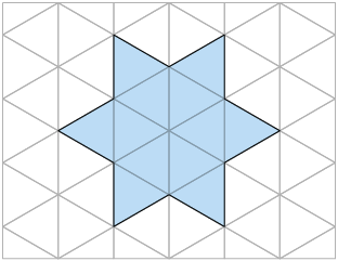 Ilustração de uma malha triangular com uma figura formada por 12 triângulos pintados.