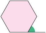 Ilustração de um hexágono regular. Um seus lados está prolongado, onde está demarcado o ângulo externo ao hexágono.