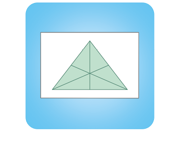 Ilustração de um triângulo, desenhado em uma folha de papel, com suas medianas desenhadas.