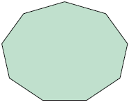 Ilustração de um polígono de nove lados. Seu formato se aproxima de um círculo 