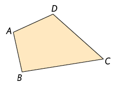 Ilustração de um polígono de quatro lados A B C D.