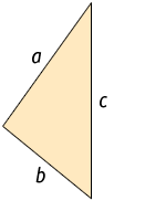 Ilustração de um triângulo com os lados indicados por a, b e c.