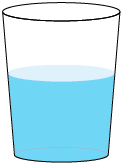 Ilustração de um copo com água o preenchendo até a metade.