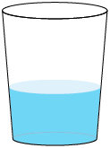 Ilustração de um copo com água o preenchendo menos da metade.