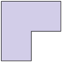 Ilustração de um polígono de 6 lados com formato de letra L de ponta cabeça.