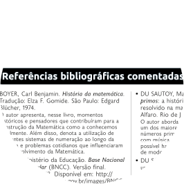 Recorte de uma página do livro com o título 'Referências bibliográficas comentadas', e alguns textos em seguida.