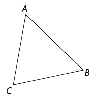Ilustração de um triângulo ABC.
