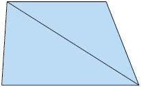 Ilustração de um polígono de quatro lados. Há 1 diagonal desenhada, ligando dois vértices distintos.