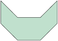Ilustração de um polígono de oito lados, cujo formato tem duas pontas, uma à esquerda e outra na direita, de forma que ao traçar uma reta na horizontal superiormente, a mesma cruza quatro lados distintos do polígono.