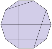Ilustração de um polígono convexo de 10 lados. Há 5 diagonais desenhadas.