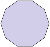 Ilustração de um polígono regular de 10 lados.