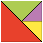 Ilustração de um quadrado formado por 4 triângulos coloridos.