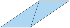 Ilustração de um paralelogramo com ângulos internos diferentes de 90 graus e uma diagonal demarcada.