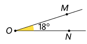 Ilustração de um ângulo com medida de 18 graus.