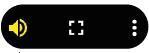 Detalhe de parte de uma barra digital com três botões. Botão de volume em destaque; botão de tela cheia; e botão de velocidade.