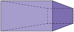 Ilustração de um paralelepípedo. Observa-se a face frontal, formada por um retângulo, e as arestas laterais se afastando ao fundo, não paralelas entre si, se encontrando nas respectivas arestas de um retângulo proporcional ao da face frontal, mas menor em escala.