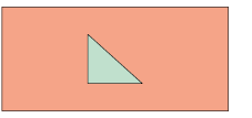 Ilustração de um retângulo alaranjado, cuja base é seu lado maior, com um triângulo retângulo verde em seu interior.