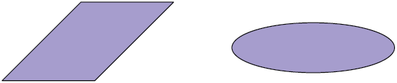 Ilustração de duas folhas de papel, uma com formato de um retângulo e a outra de um círculo. Estão representadas como se estivessem em perspectiva.