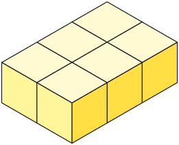 Ilustração de um paralelepípedo retângulo formado por 6 cubos.