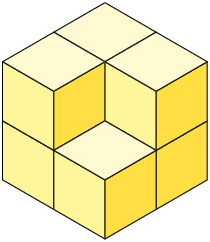 Ilustração de uma pilha de cubos composta por 7 cubos.