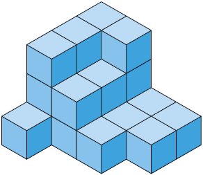 Ilustração de uma pilha de cubos composta por 22 cubos.