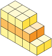 Ilustração de uma pilha de cubos composta por 24 cubos.
