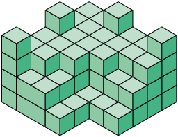 Ilustração de uma pilha de cubos formada por 86 cubos.