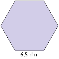 Ilustração de um hexágono regular com lado medindo 6,5 decímetros.