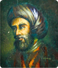 Fotografia do rosto do matemático árabe Mohammed ibn Musa Al Khwarizmi.