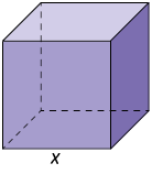 Ilustração de um cubo com o lado medindo x.