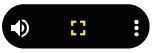 Detalhe de parte de uma barra digital com três botões. Botão de volume; botão tela cheia em destaque; e botão de velocidade.