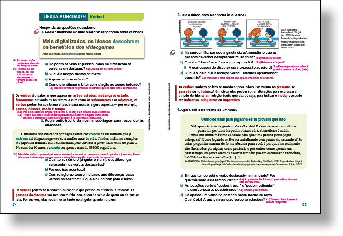 Reprodução de página de livro. Destaque para a seção Língua e linguagem.