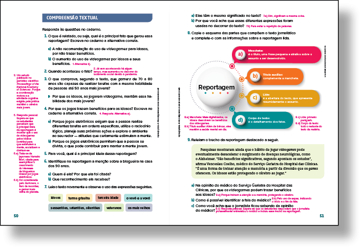 Reprodução de página de livro. Destaque para a seção “Compreensão textual”.